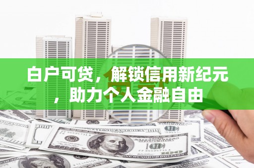 泸水白户可贷，解锁信用新纪元，助力个人金融自由
