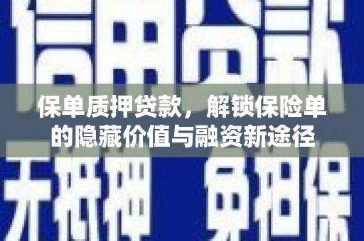 泸水保单质押贷款，解锁保险单的隐藏价值与融资新途径