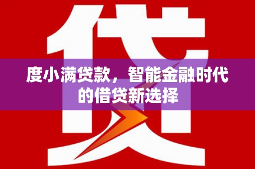 泸水度小满贷款，智能金融时代的借贷新选择