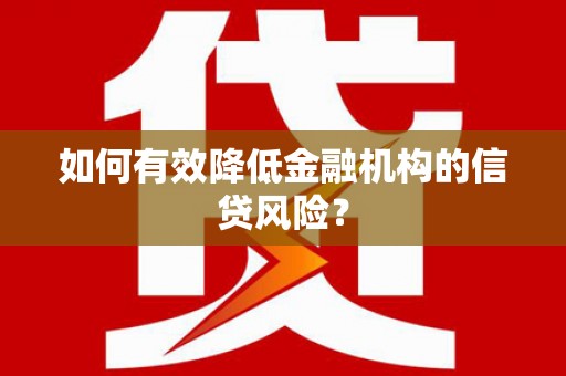 泸水如何有效降低金融机构的信贷风险？