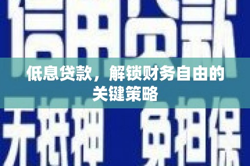 泸水低息贷款，解锁财务自由的关键策略