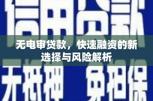 泸水无电审贷款，快速融资的新选择与风险解析