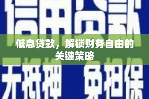 泸水低息贷款，解锁财务自由的关键策略