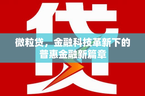泸水微粒贷，金融科技革新下的普惠金融新篇章